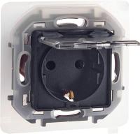 Розетка 1-м СП Inspiria 16А IP44 250В 2P+E защ. шторки с крышкой немецк. стандарт механизм антрацит IEK 673743