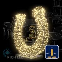 Светодиодная гирлянда Rich LED 10 м, 100 LED, 220 В, соединяемая, влагозащитный колпачок, теплая белая, статика, золотой провод,