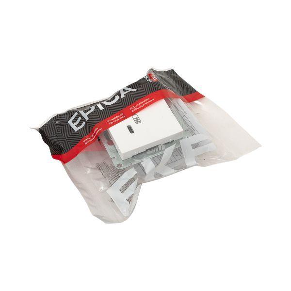 Розетка 2-м СП Эпика USB-C механизм бел. EKF UP1-SOW-2USBC
