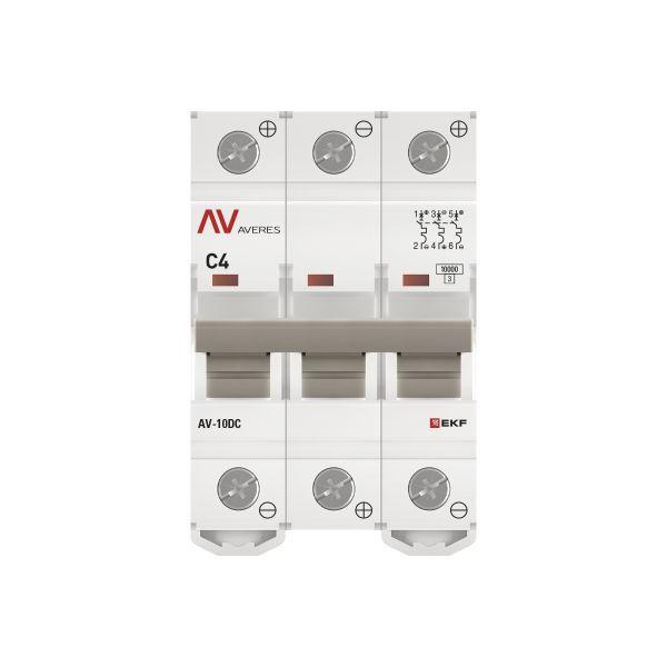 Выключатель автоматический 3п C 4А 10кА AV-10 DC AVERES EKF mcb10-DC-3-04C-av