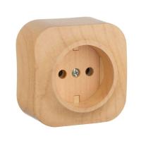 Розетка 1-м ОП Quteo 16А IP20 2P без заземл. без защ. шторок дерево IEK 782270