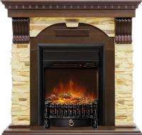 Royal Flame Каминокомплект Dublin угловой - Темный дуб / Сланец с очагом Fobos FX M Black RC