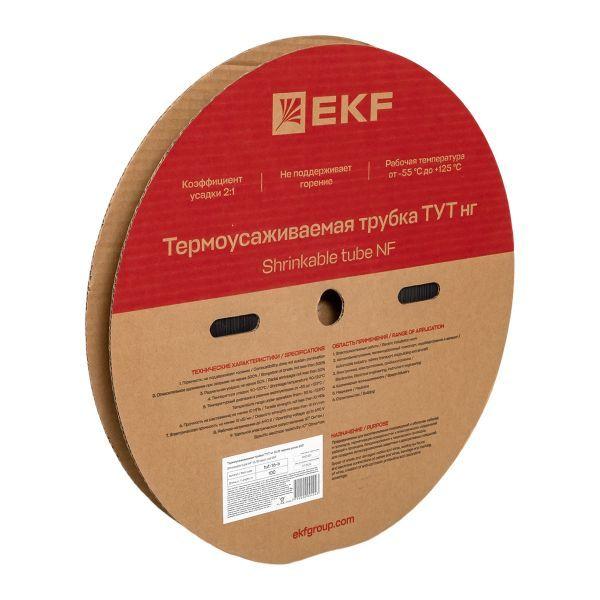 Трубка термоусадочная ТУТ нг 16/8 черн. (уп.100м) EKF tut-16-b