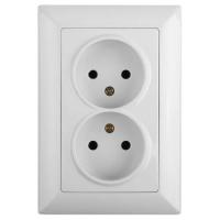 Розетка 2-м СП Solo 4-204-01 2х2P 16А 250В IP20 без заземл. бел. Intro Б0053666