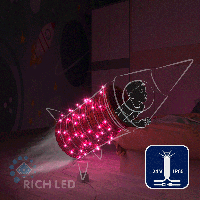 Светодиодная гирлянда Rich LED 10 м, 100 LED, 24В, соединяемая, влагозащитный колпачок, розовая, мерцающая, белый провод,