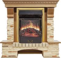 Royal Flame Каминокомплект Pierre Luxe - Дуб / Сланец с очагом Majestic FX M Brass