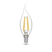 Лампа светодиодная филаментная Basic Filament 5.5Вт свеча на ветру 4100К Е14 530лм (уп.3шт) GAUSS 1041126T