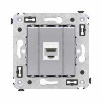 Розетка компьютерная 1-м СП Avanti "Закаленная сталь" RJ45 кат.6A без шторок механизм DKC 4404673
