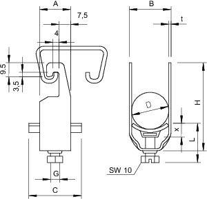 Скоба зажимная U-образ. d12-16мм 2056U 16 FT гор. оцинк. OBO 1175165