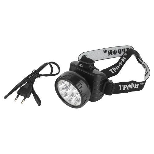 Фонарь аккумуляторный налобный TG9 9LED аккум. 4В 0.9А.ч ЗУ 220В (картон. упак.) Трофи C0045557