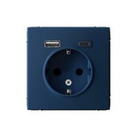 Розетка ArtGallery 16А с 2-мя заряд. устройствами USB A+C 5В/2.4А/3А 2х5В/1.5А механизм аквамарин SE GAL001132