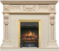Royal Flame Каминокомплект Corsica - Слоновая кость с патиной (Ширина 1100) с очагом Fobos FX Brass