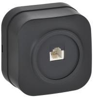 Розетка телефонная ОП GLORY РТ20-ХЧм RJ11 черн. матов. IEK ETH10-K02M