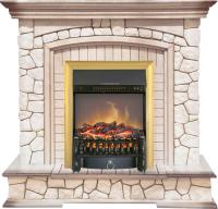 Royal Flame Каминокомплект Preston - Белый/Слоновая кость с патиной с очагом Fobos FX M Brass