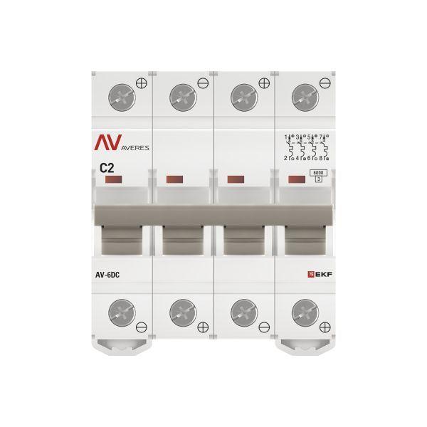 Выключатель автоматический модульный 4п C 2А 6кА AV-6 AVERES EKF mcb6-DC-4-02C-av