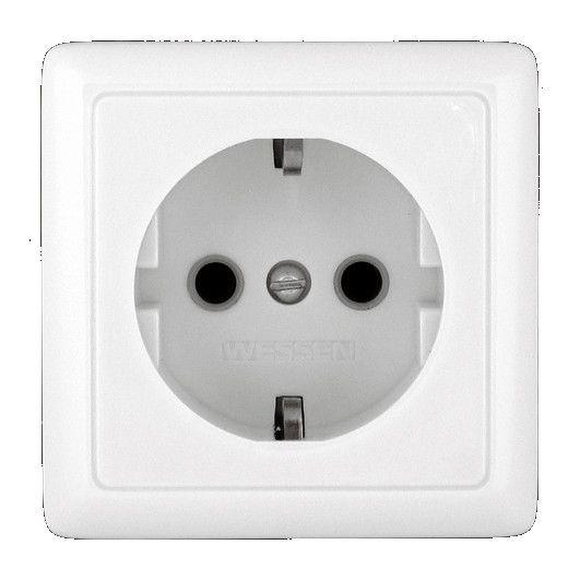 Розетка 1-м ОП Хит 16А IP20 250В с заземл. без защ. шторок с изолир. пластиной бел. SE RA16-133I-B