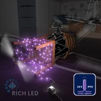 Светодиодная гирлянда Rich LED 10 м, 100 LED, 24 В, соединяемая, фиолетовая, фиолетовый резиновый провод,