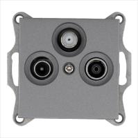 Розетка телевизионная оконечная TV + FM + SAT 3-м Ф9.5мм механизм алюм. Jasmart G6206S