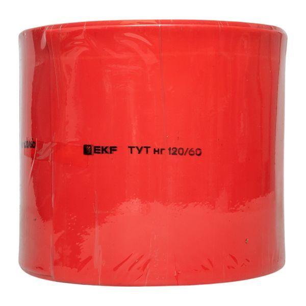 Трубка термоусадочная ТУТ нг 120/60 красн. PROxima (уп.25м) EKF tut-120-r