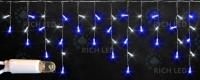 Светодиодная бахрома Rich LED, 3*0.5 м, сине-белая, белый резиновый провод,
