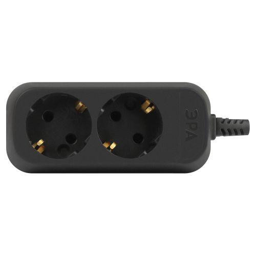 Колодка удлинителя 2-м с заземл. черн. KX-2e-B Эра Б0061711