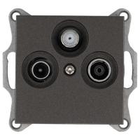 Розетка телевизионная проходная TV + FM + SAT 3-м Ф9.5мм механизм мокко Jasmart G6207Z