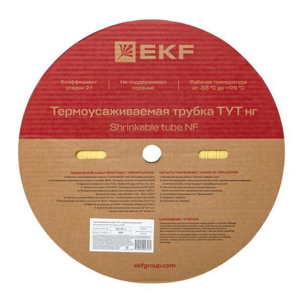 Трубка термоусадочная ТУТ нг 12/6 желт. (уп.100м) EKF tut-12-y
