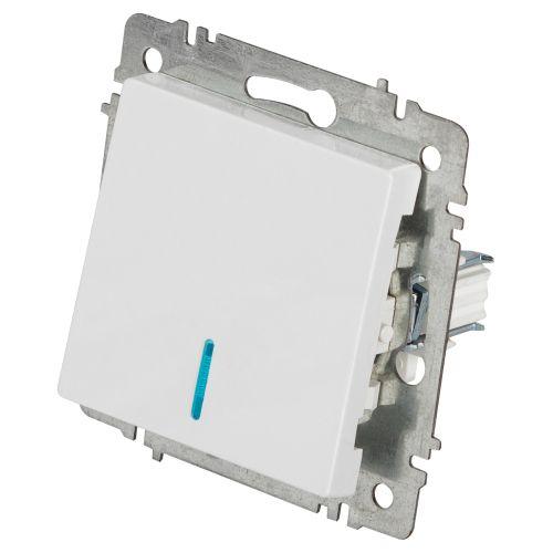 Выключатель 1-кл. СП Accent 6-102-01 10А IP20 250В с подсветкой AL/CU бел. Intro Б0063445