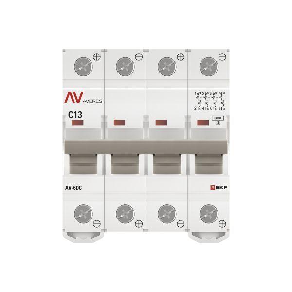 Выключатель автоматический модульный 4п C 13А 6кА AV-6 AVERES EKF mcb6-DC-4-13C-av