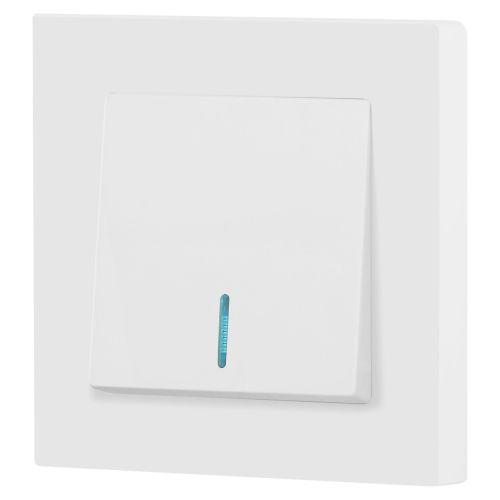 Выключатель 1-кл. СП Accent 6-102-01М 10А IP20 250В с подсветкой AL/CU бел. матов. Intro Б0063466