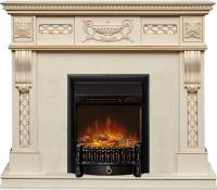 Royal Flame Каминокомплект Corsica - Слоновая кость с патиной (Ширина 1100) с очагом Fobos FX M Black RC