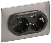 Розетка 2-м SKANDY 16А с заземл. без защ. шторок в сборе SK-R08N никель IEK SK-R21-16-K50-F