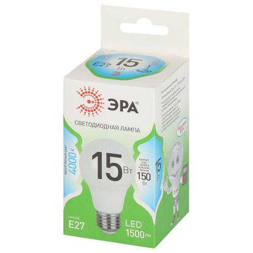 Лампа светодиодная GREEN LINE A60-15W-840-E27 GL 15Вт груша 4000К яркий свет бел. E27 Эра Б0067128