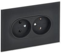 Розетка 2-м SKANDY 10А без заземл. без защ. шторок для плоской вилки SK-R03G графит IEK SK-R20-10-K53