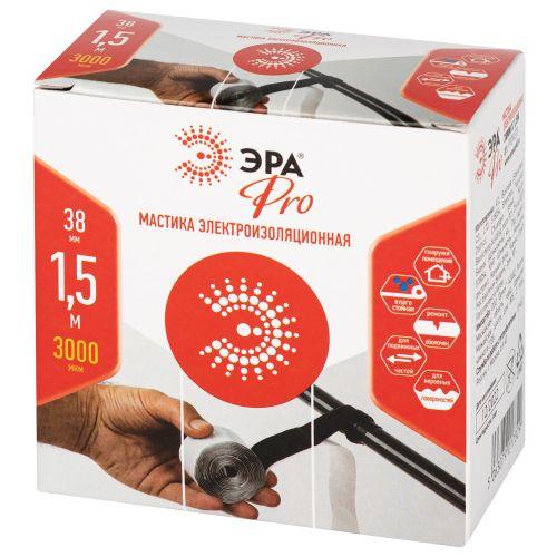 Изолента мастика электроизоляционная 38ммх1.5м PRO PROMAS38 3мм черн. ЭРА Б0057480