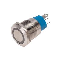 Кнопка антивандальная Ø19 12В(LED) Фикс (5с) OFF-ON/ON-OFF подсв/синяя REXANT