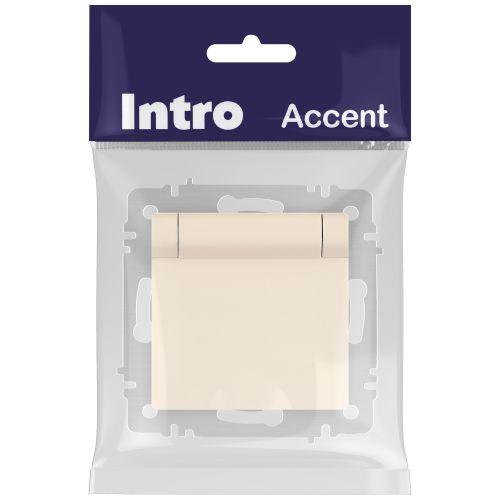 Розетка 1-м СП Accent 6-203-02 16А IP20 250В 2P+E Schuko с крышкой сл.кость Intro Б0063716