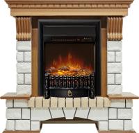Royal Flame Каминокомплект Pierre Luxe - Дуб / Белый с очагом Fobos FX M Black RC