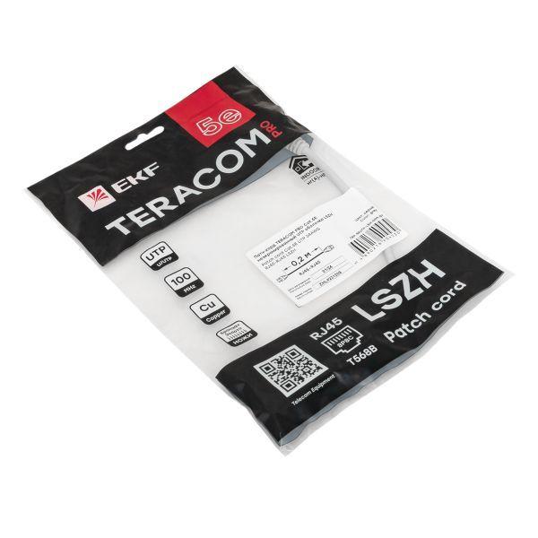 Патч-корд кат.5E UTP неэкранир. LSZH сер. 0.2м TERACOM PRO EKF TRP-5EUTP-LSH-02M-GY