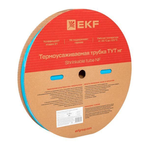 Трубка термоусадочная ТУТ нг 20/10 син. (уп.100м) EKF tut-20-g
