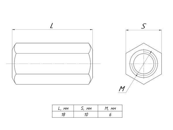 Гайка соединительная М6 TDZ (уп.100шт) EKF gsm6-TDZ