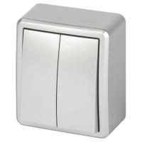 Выключатель 2-кл. ОП Эксперт 11-1204-03 IP20 10АХ-250В алюм. Эра Б0063035