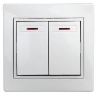 Выключатель 2-кл. СП Plano 10А IP20 1Э-105-01 250В с подсветкой бел. Intro Б0038826