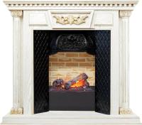 Dimplex Каминокомплект Olympia - Белый дуб, патина с золотом / Кирпич с очагом Cassette 400 NH