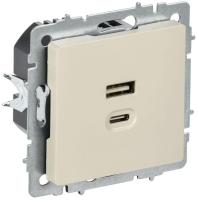 Розетка СП BRITE USB A+C 45Вт высокоск. заряд. РЮ11-2-БрКр беж. IEK BR-U22-045-K10