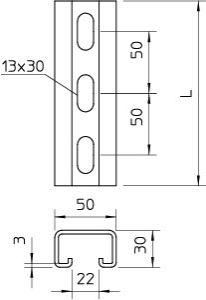 Рейка монтажная 2000х50х30 CPS 5 L 2M VA (дл.2м) OBO 1121480