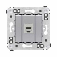 Розетка компьютерная 1-м СП Avanti "Закаленная сталь" RJ45 кат.6 без шторок экранир. механизм DKC 4404793