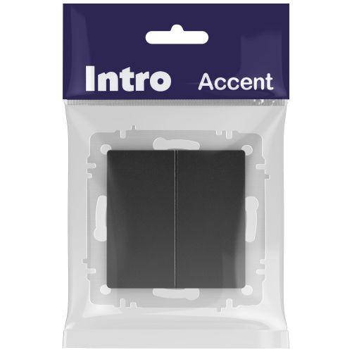 Выключатель 2-кл. СП Accent 6-104-05 10А IP20 250В AL/CU антрацит Intro Б0063488