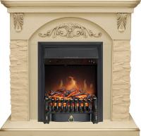 Royal Flame Каминокомплект Bern Сланец крупный бежевый / Алебастр темная патина с очагом Fobos FX Black