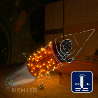 Светодиодная гирлянда Rich LED 10 м, 100 LED, 24В, соединяемая, влагозащитный колпачок, желтая, мерцающая, белый провод,